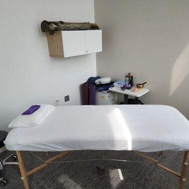A room at the North Carolina Central University Student Center prepared for Reiki sessions.